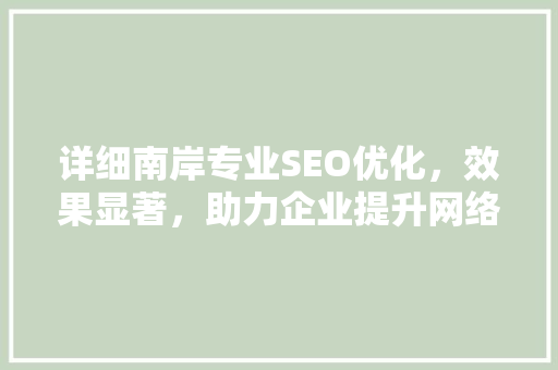 详细南岸专业SEO优化，效果显著，助力企业提升网络影响力