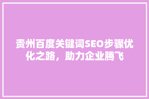 贵州百度关键词SEO步骤优化之路，助力企业腾飞
