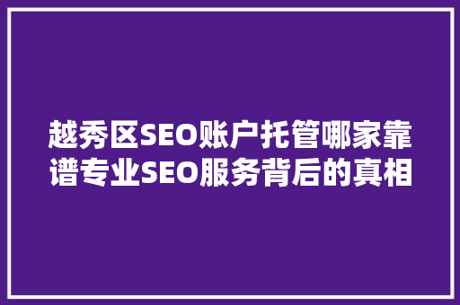 越秀区SEO账户托管哪家靠谱专业SEO服务背后的真相