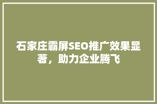 石家庄霸屏SEO推广效果显著，助力企业腾飞