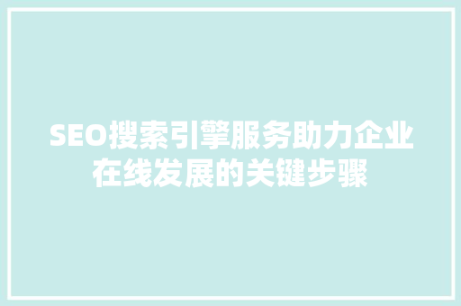 SEO搜索引擎服务助力企业在线发展的关键步骤
