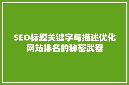 SEO标题关键字与描述优化网站排名的秘密武器