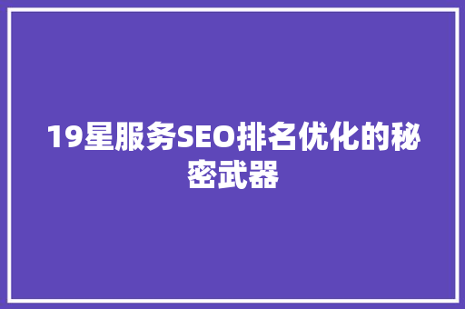 19星服务SEO排名优化的秘密武器