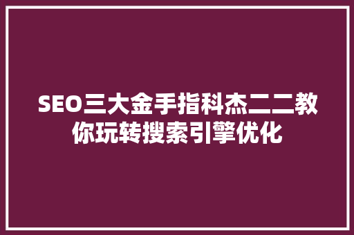 SEO三大金手指科杰二二教你玩转搜索引擎优化