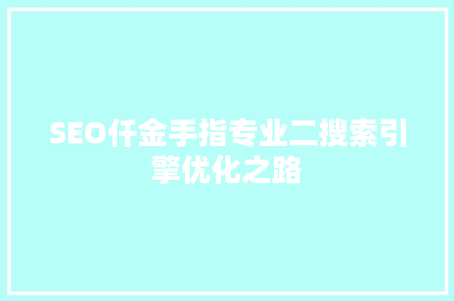 SEO仟金手指专业二搜索引擎优化之路