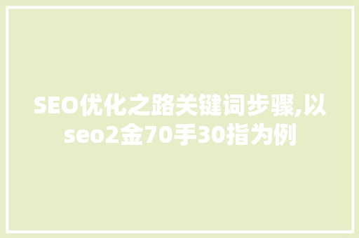 SEO优化之路关键词步骤,以seo2金70手30指为例