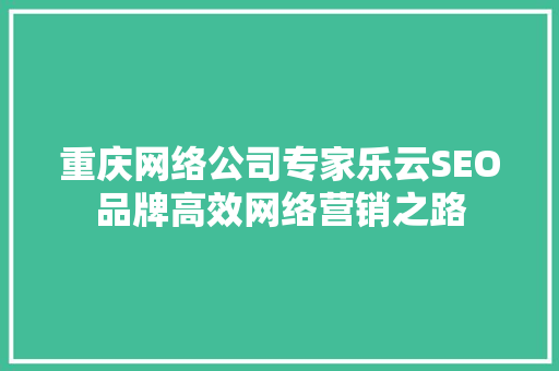 重庆网络公司专家乐云SEO品牌高效网络营销之路