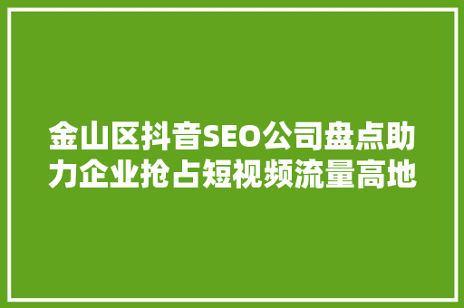 金山区抖音SEO公司盘点助力企业抢占短视频流量高地