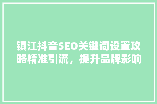 镇江抖音SEO关键词设置攻略精准引流，提升品牌影响力