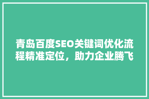 青岛百度SEO关键词优化流程精准定位，助力企业腾飞