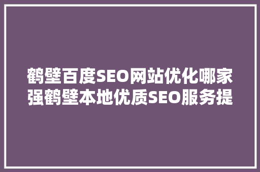 鹤壁百度SEO网站优化哪家强鹤壁本地优质SEO服务提供商