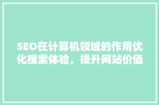 SEO在计算机领域的作用优化搜索体验，提升网站价值
