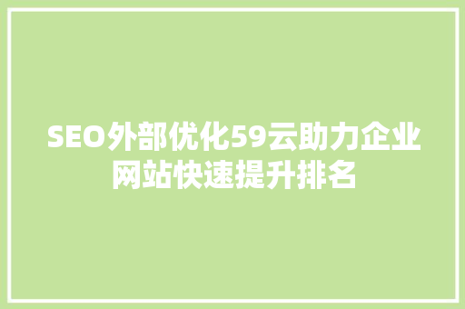 SEO外部优化59云助力企业网站快速提升排名