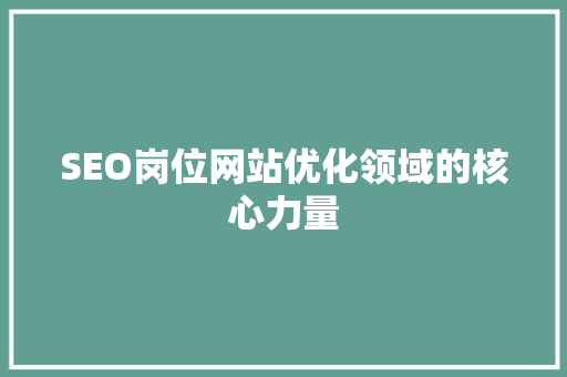 SEO岗位网站优化领域的核心力量