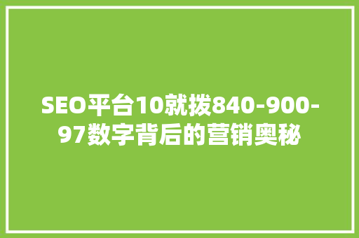 SEO平台10就拨840-900-97数字背后的营销奥秘