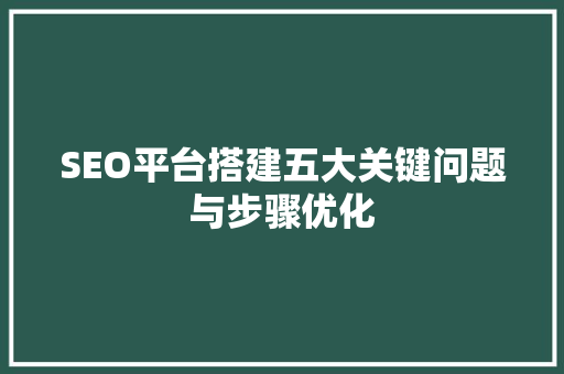 SEO平台搭建五大关键问题与步骤优化