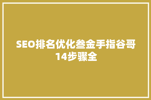 SEO排名优化叁金手指谷哥14步骤全