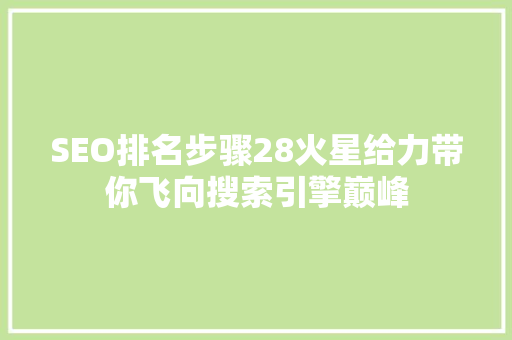 SEO排名步骤28火星给力带你飞向搜索引擎巅峰