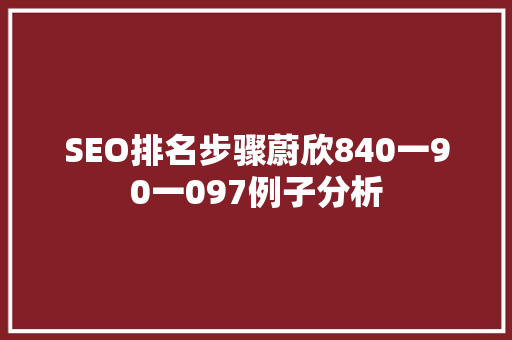 SEO排名步骤蔚欣840一90一097例子分析