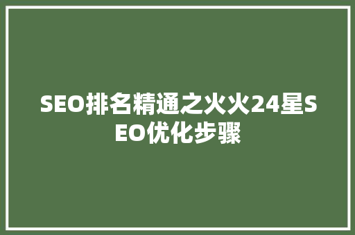SEO排名精通之火火24星SEO优化步骤