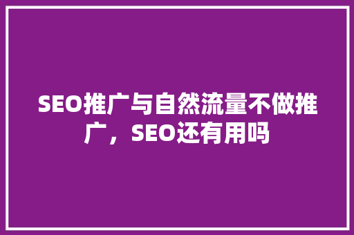 SEO推广与自然流量不做推广，SEO还有用吗