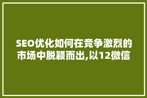 SEO优化如何在竞争激烈的市场中脱颖而出,以12微信182一047一729为例