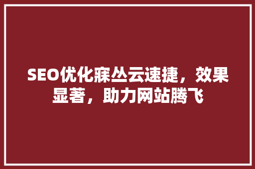 SEO优化寐丛云速捷，效果显著，助力网站腾飞
