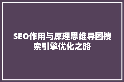SEO作用与原理思维导图搜索引擎优化之路
