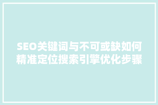 SEO关键词与不可或缺如何精准定位搜索引擎优化步骤