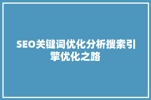 SEO关键词优化分析搜索引擎优化之路