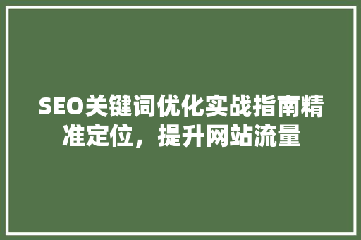 SEO关键词优化实战指南精准定位，提升网站流量