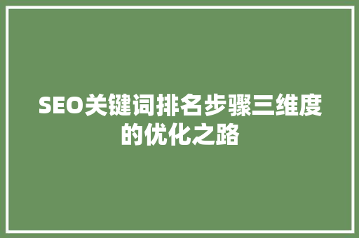 SEO关键词排名步骤三维度的优化之路
