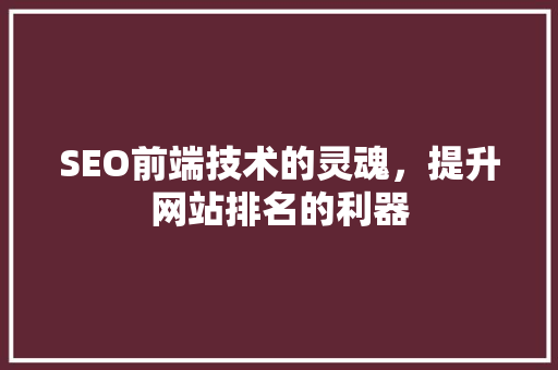 SEO前端技术的灵魂，提升网站排名的利器