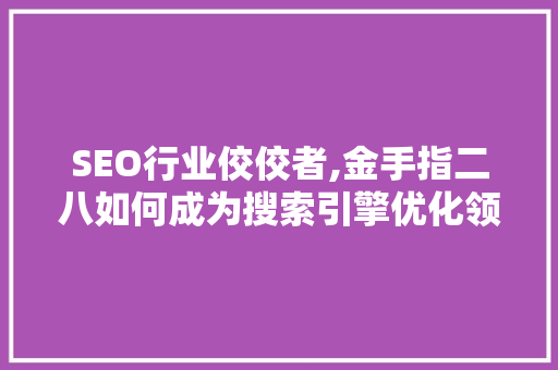 SEO行业佼佼者,金手指二八如何成为搜索引擎优化领域的首选品牌