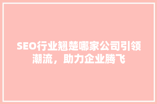 SEO行业翘楚哪家公司引领潮流，助力企业腾飞