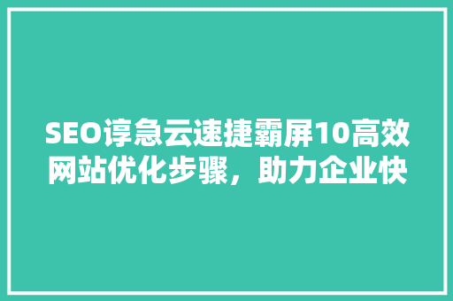 SEO谆急云速捷霸屏10高效网站优化步骤，助力企业快速提升在线影响力