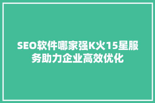 SEO软件哪家强K火15星服务助力企业高效优化