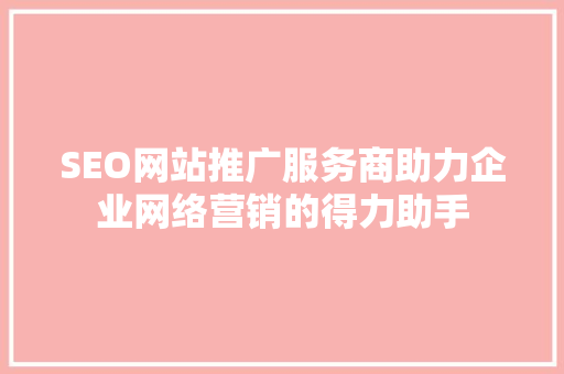 SEO网站推广服务商助力企业网络营销的得力助手