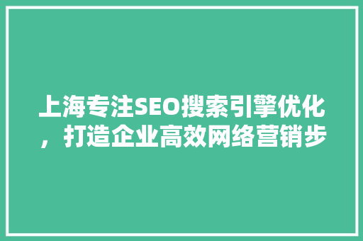 上海专注SEO搜索引擎优化，打造企业高效网络营销步骤