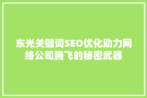 东光关键词SEO优化助力网络公司腾飞的秘密武器