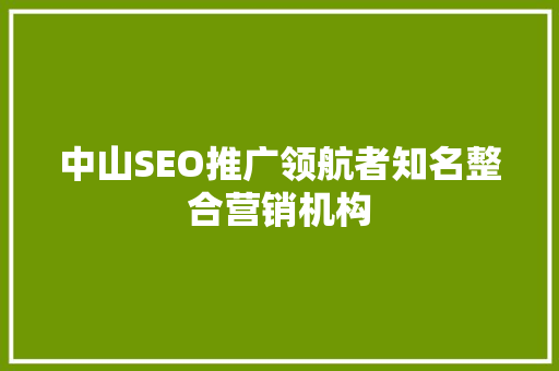 中山SEO推广领航者知名整合营销机构