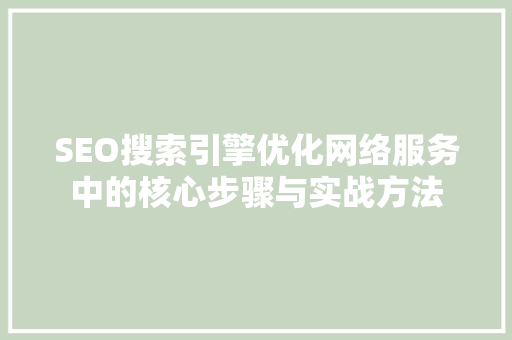 SEO搜索引擎优化网络服务中的核心步骤与实战方法