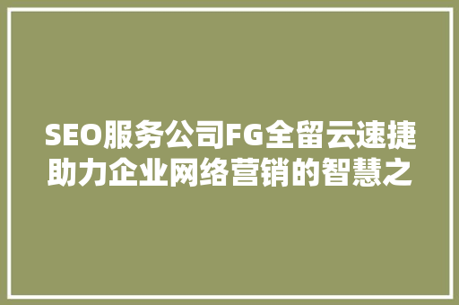 SEO服务公司FG全留云速捷助力企业网络营销的智慧之选