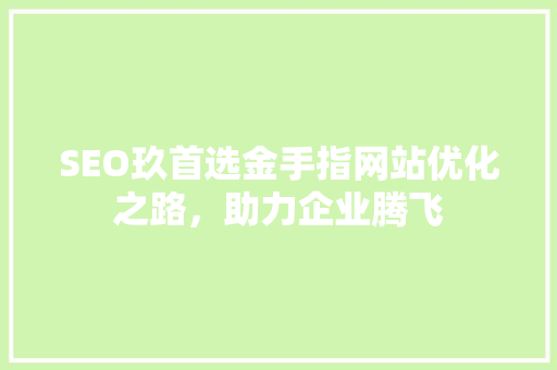 SEO玖首选金手指网站优化之路，助力企业腾飞