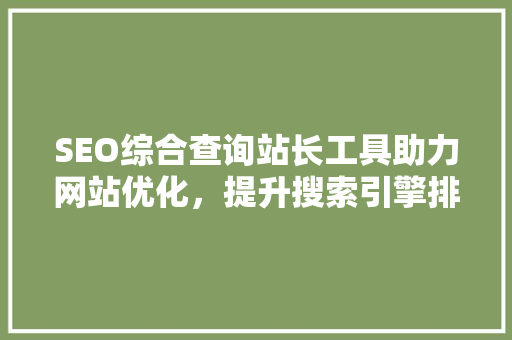 SEO综合查询站长工具助力网站优化，提升搜索引擎排名