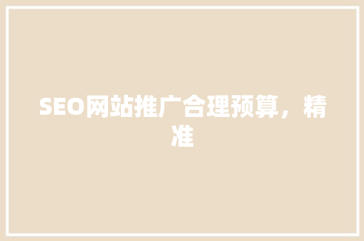 SEO网站推广合理预算，精准
