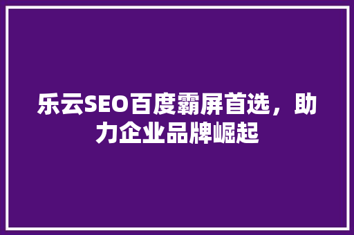 乐云SEO百度霸屏首选，助力企业品牌崛起