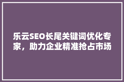乐云SEO长尾关键词优化专家，助力企业精准抢占市场制高点