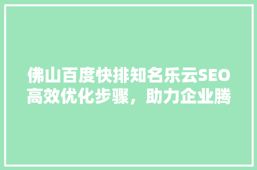 佛山百度快排知名乐云SEO高效优化步骤，助力企业腾飞