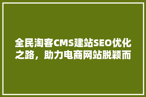 全民淘客CMS建站SEO优化之路，助力电商网站脱颖而出